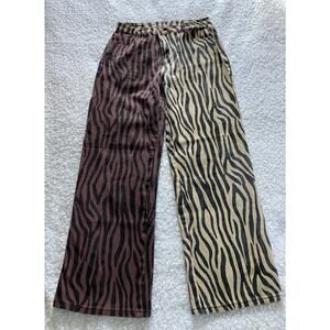 Bailey Rose women's zebra two tone brown/tan denim jeans, size large